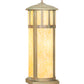 Meyda Lighting Double Bar Mission 15" 6-Light Verdigris Outdoor Pier Mount Light With Beige Art Shade Glass