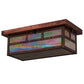 Meyda Lighting Double Bar Mission 16" 2-Light Vintage Copper Island Flush Mount Light With Beige Iridescent Shade Glass
