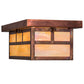 Meyda Lighting Double Bar Mission 16" 2-Light Vintage Copper Island Flush Mount Light With Beige Iridescent Shade Glass
