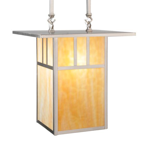 Meyda Lighting Double Bar Mission 20" 2-Light Brushed Nickel Pendant Light With Beige Shade Glass