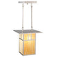 Meyda Lighting Double Bar Mission 20" 2-Light Brushed Nickel Pendant Light With Beige Shade Glass