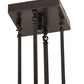 Meyda Lighting Double Bar Mission 25" 3-Light Craftsman Brown Pendant Light With Clear Seeded Shade Glass