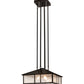 Meyda Lighting Double Bar Mission 25" 3-Light Craftsman Brown Pendant Light With Clear Seeded Shade Glass