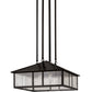 Meyda Lighting Double Bar Mission 25" 3-Light Craftsman Brown Pendant Light With Clear Seeded Shade Glass