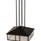 Meyda Lighting Double Bar Mission 25" 3-Light Craftsman Brown Pendant Light With Clear Seeded Shade Glass