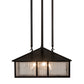 Meyda Lighting Double Bar Mission 25" 3-Light Craftsman Brown Pendant Light With Clear Seeded Shade Glass