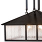 Meyda Lighting Double Bar Mission 25" 3-Light Craftsman Brown Pendant Light With Clear Seeded Shade Glass