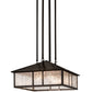 Meyda Lighting Double Bar Mission 25" 3-Light Craftsman Brown Pendant Light With Clear Seeded Shade Glass