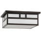 Meyda Lighting Double Bar Mission 31" 4-Light Craftsman Brown Flush Mount Light With White Art Shade Glass