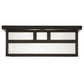 Meyda Lighting Double Bar Mission 31" 4-Light Craftsman Brown Flush Mount Light With White Art Shade Glass