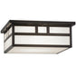 Meyda Lighting Double Bar Mission 31" 4-Light Craftsman Brown Flush Mount Light With White Art Shade Glass
