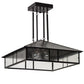 Meyda Lighting Double Bar Mission 34" 3-Light Craftsman Brown Pendant Light With Clear Seeded Shade Glass