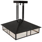 Meyda Lighting Double Bar Mission 34" 3-Light Craftsman Brown Pendant Light With Clear Seeded Shade Glass