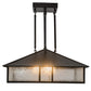 Meyda Lighting Double Bar Mission 34" 3-Light Craftsman Brown Pendant Light With Clear Seeded Shade Glass