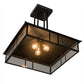 Meyda Lighting Double Bar Mission 34" 3-Light Craftsman Brown Pendant Light With Clear Seeded Shade Glass