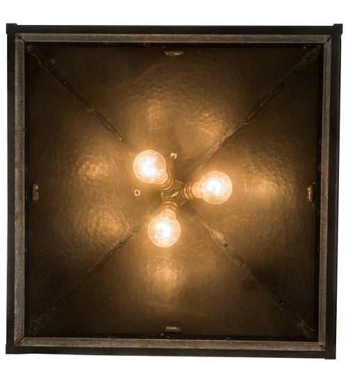 Meyda Lighting Double Bar Mission 34" 3-Light Craftsman Brown Pendant Light With Clear Seeded Shade Glass