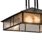 Meyda Lighting Double Bar Mission 34" 3-Light Craftsman Brown Pendant Light With Clear Seeded Shade Glass