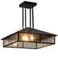 Meyda Lighting Double Bar Mission 34" 3-Light Craftsman Brown Pendant Light With Clear Seeded Shade Glass