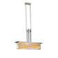 Meyda Lighting Double Bar Mission 35" 2-Light Brushed Nickel Oblong Pendant Light With Beige Art Shade Glass