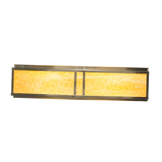 Meyda Lighting Double Bar Mission 35" 2-Light Brushed Nickel Oblong Pendant Light With Beige Art Shade Glass