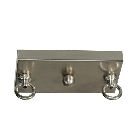 Meyda Lighting Double Bar Mission 35" 2-Light Brushed Nickel Oblong Pendant Light With Beige Art Shade Glass