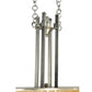 Meyda Lighting Double Bar Mission 35" 2-Light Brushed Nickel Oblong Pendant Light With Beige Art Shade Glass