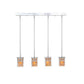 Meyda Lighting Double Bar Mission 36" 4-Light Brushed Nickel Island Pendant Light With Amber Mica Shade Glass