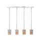 Meyda Lighting Double Bar Mission 36" 4-Light Brushed Nickel Island Pendant Light With Amber Mica Shade Glass