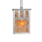 Meyda Lighting Double Bar Mission 36" 4-Light Brushed Nickel Island Pendant Light With Amber Mica Shade Glass