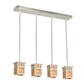 Meyda Lighting Double Bar Mission 36" 4-Light Brushed Nickel Island Pendant Light With Amber Mica Shade Glass