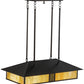 Meyda Lighting Double Bar Mission 36" 4-Light Craftsman Brown Island Pendant Light With Beige Iridescent Shade Glass