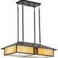 Meyda Lighting Double Bar Mission 36" 4-Light Craftsman Brown Island Pendant Light With Beige Iridescent Shade Glass