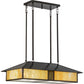 Meyda Lighting Double Bar Mission 36" 4-Light Craftsman Brown Island Pendant Light With Beige Iridescent Shade Glass
