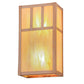 Meyda Lighting Double Bar Mission 7" 2-Light Natural Copper Wall Sconce With Beige Iridescent Shade Glass
