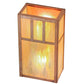Meyda Lighting Double Bar Mission 7" 2-Light Natural Copper Wall Sconce With Beige Iridescent Shade Glass