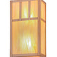 Meyda Lighting Double Bar Mission 7" 2-Light Natural Copper Wall Sconce With Beige Iridescent Shade Glass