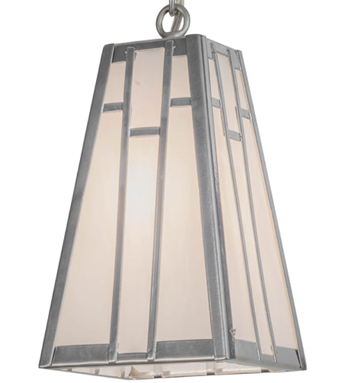 Meyda Lighting Double Bar Mission 7" Extreme Chrome Mini Pendant Light With White Art Shade Glass