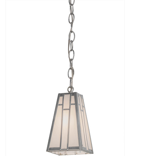 Meyda Lighting Double Bar Mission 7" Extreme Chrome Mini Pendant Light With White Art Shade Glass