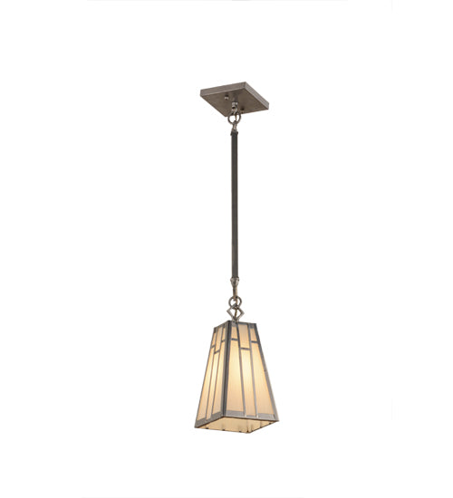 Meyda Lighting Double Bar Mission 7" Extreme Chrome Pendant Light With White Art Shade Glass