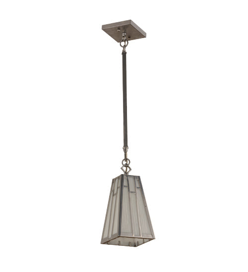 Meyda Lighting Double Bar Mission 7" Extreme Chrome Pendant Light With White Art Shade Glass