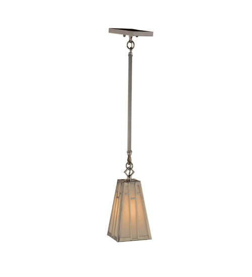 Meyda Lighting Double Bar Mission 7" Extreme Chrome Pendant Light With White Art Shade Glass