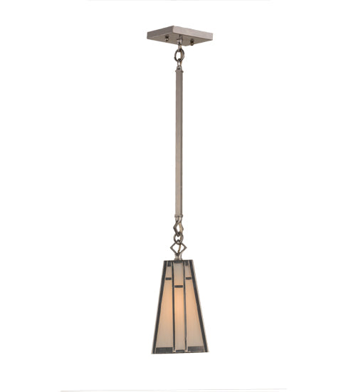Meyda Lighting Double Bar Mission 7" Extreme Chrome Pendant Light With White Art Shade Glass