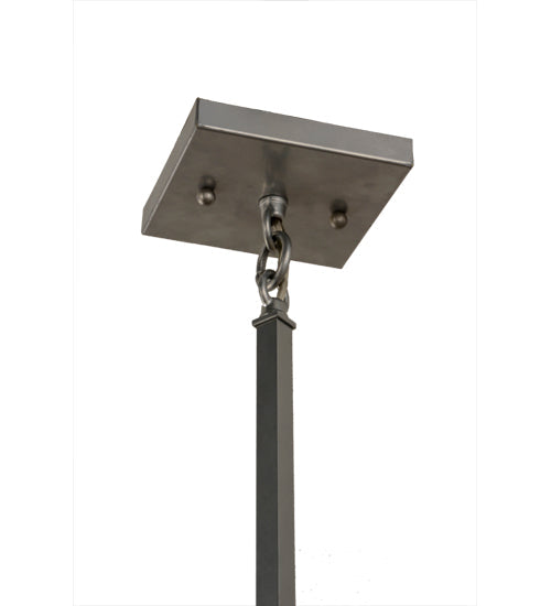 Meyda Lighting Double Bar Mission 7" Extreme Chrome Pendant Light With White Art Shade Glass
