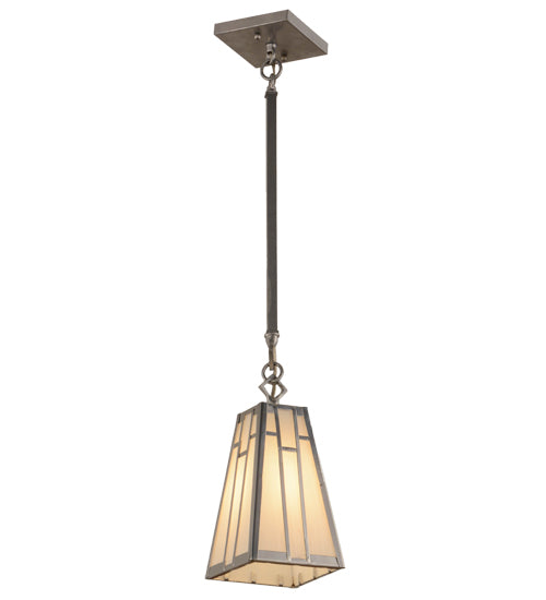 Meyda Lighting Double Bar Mission 7" Extreme Chrome Pendant Light With White Art Shade Glass
