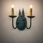 Meyda Lighting Double Pine Tree 11" 2-Light Golden Verde Wall Sconce With Amber Faux Candlelight