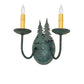 Meyda Lighting Double Pine Tree 11" 2-Light Golden Verde Wall Sconce With Amber Faux Candlelight