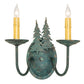 Meyda Lighting Double Pine Tree 11" 2-Light Golden Verde Wall Sconce With Amber Faux Candlelight