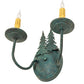 Meyda Lighting Double Pine Tree 11" 2-Light Golden Verde Wall Sconce With Amber Faux Candlelight