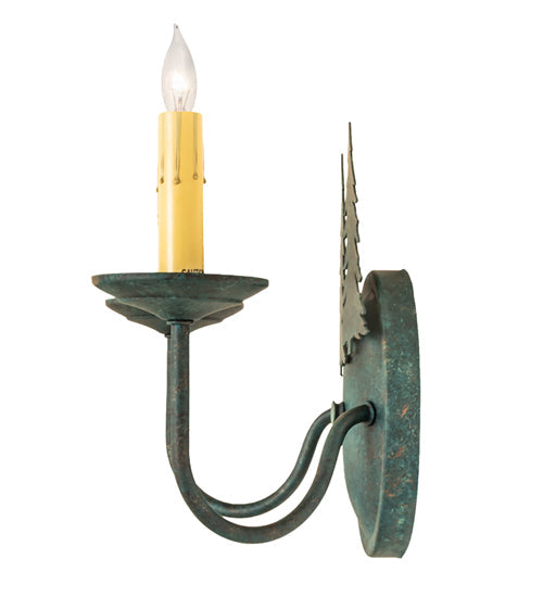 Meyda Lighting Double Pine Tree 11" 2-Light Golden Verde Wall Sconce With Amber Faux Candlelight