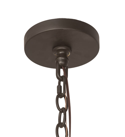 Meyda Lighting Doyle 34" 6-Light Oil Rubbed Bronze & Wood Chandelier With Oil Rubbed Bronze Candlelight